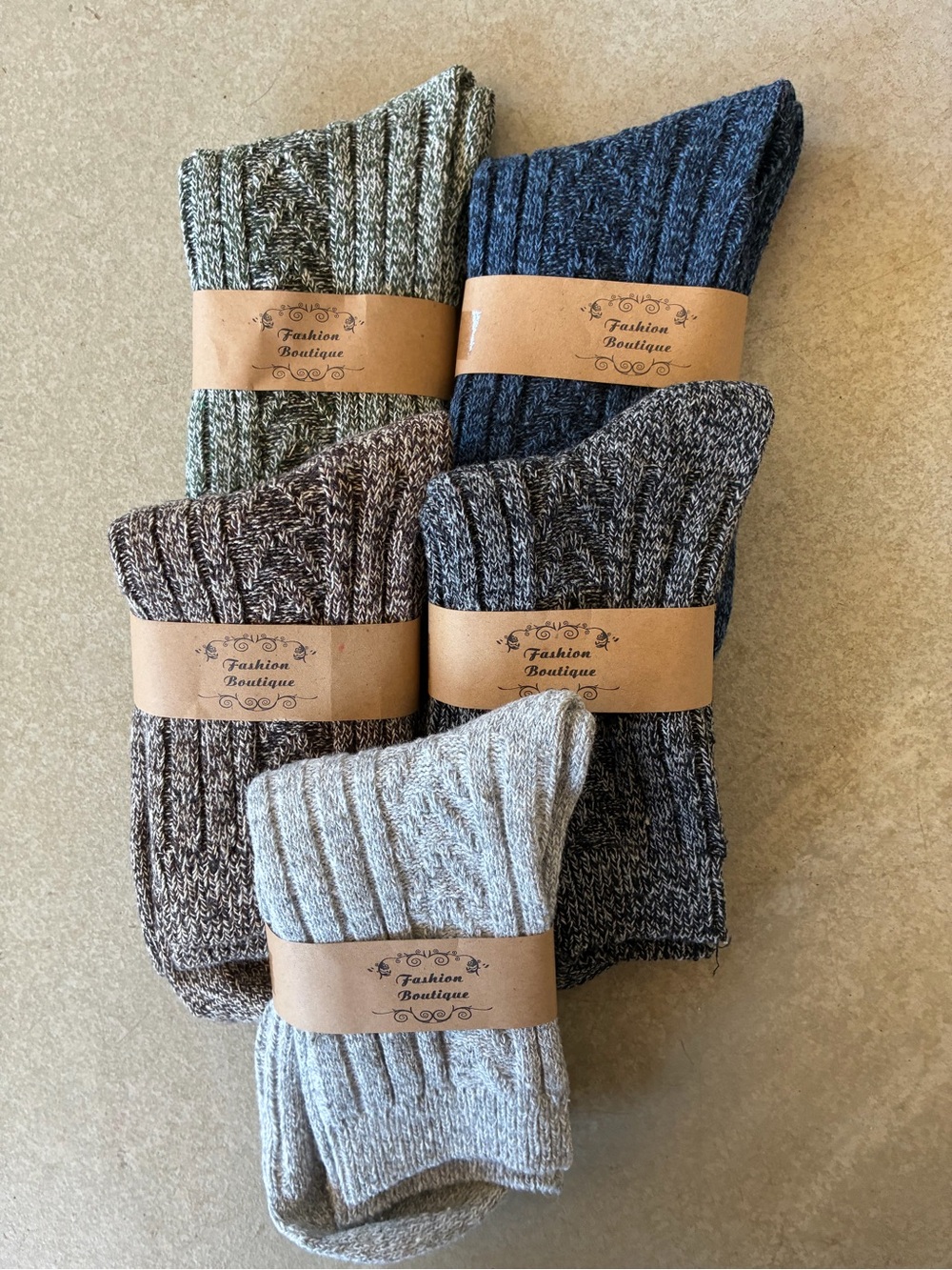 Women’s Ribbed Wool/Cotton/Poly blend Socks - Gray, Navy, Olive, Brown, Charcoal